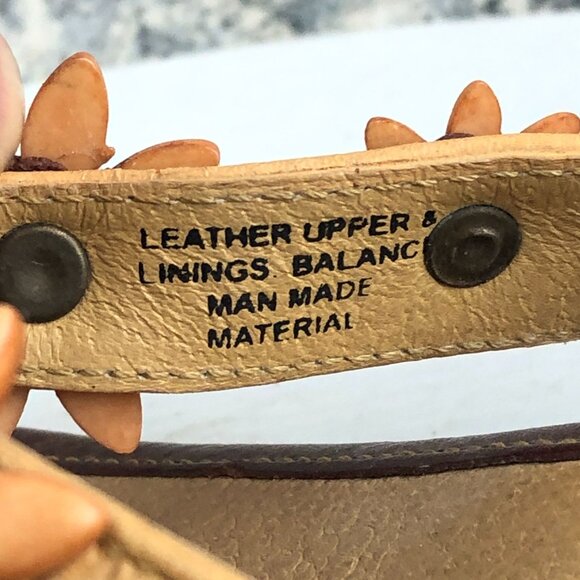 Born Women's Size 9 Brown Leather Flower Applique Open Toe Slip On Heeled Sandal - Picture 14 of 14